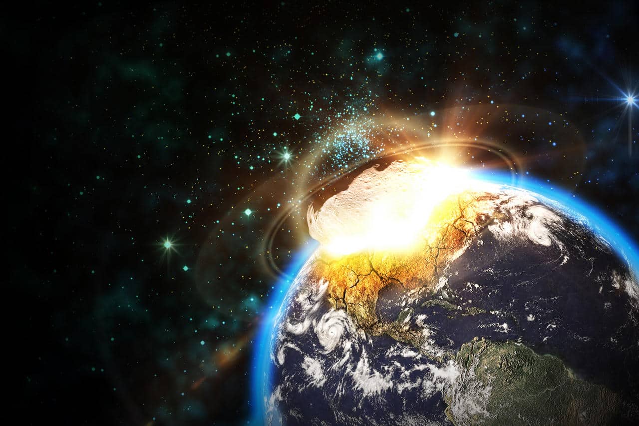 Rappresentazione impatto grosso asteroide