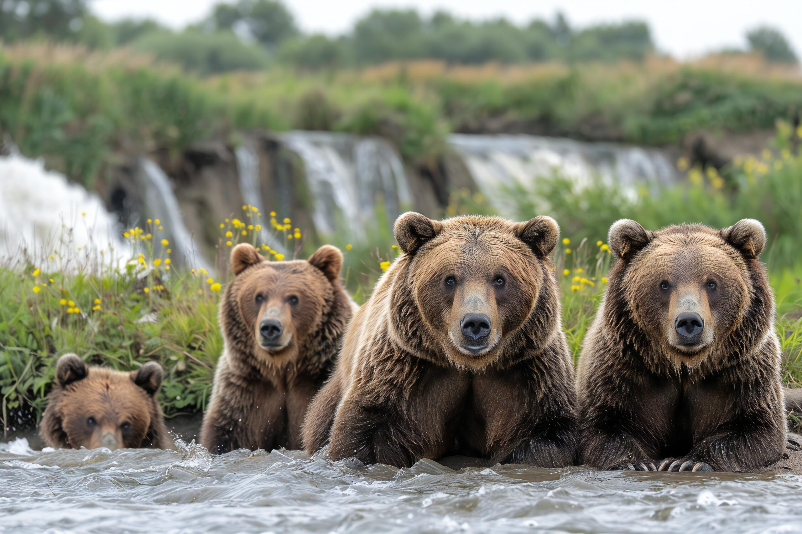 Orso grizzly avvistato a Yellowstone con cinque cuccioli per la prima volta