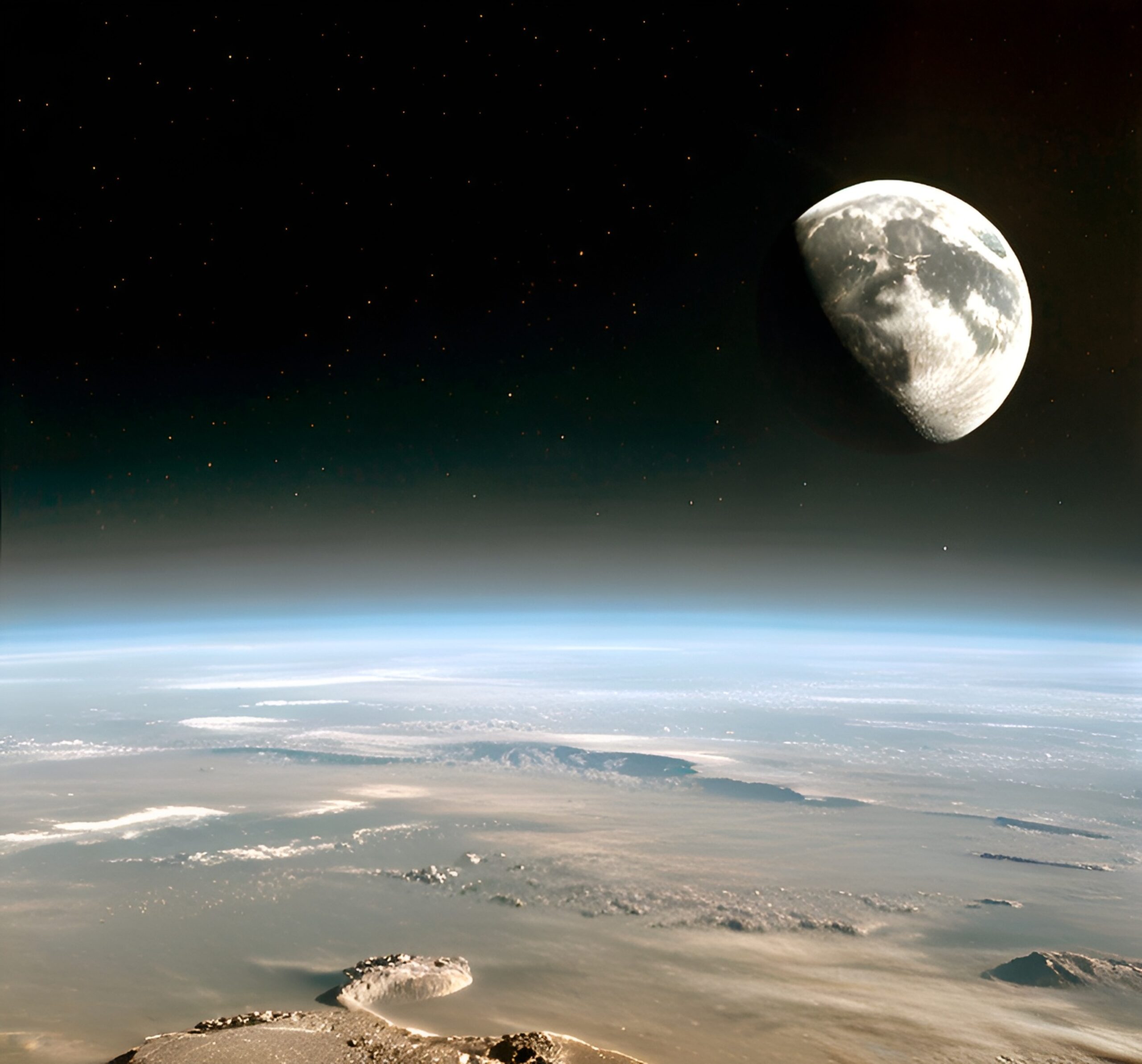 Luna e Terra in posa per Janus durante il flyby