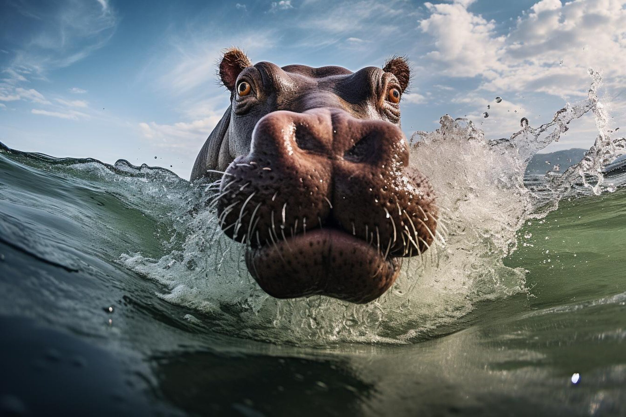 Guarda un leone nuotare mentre sfugge a un ippopotamo arrabbiato